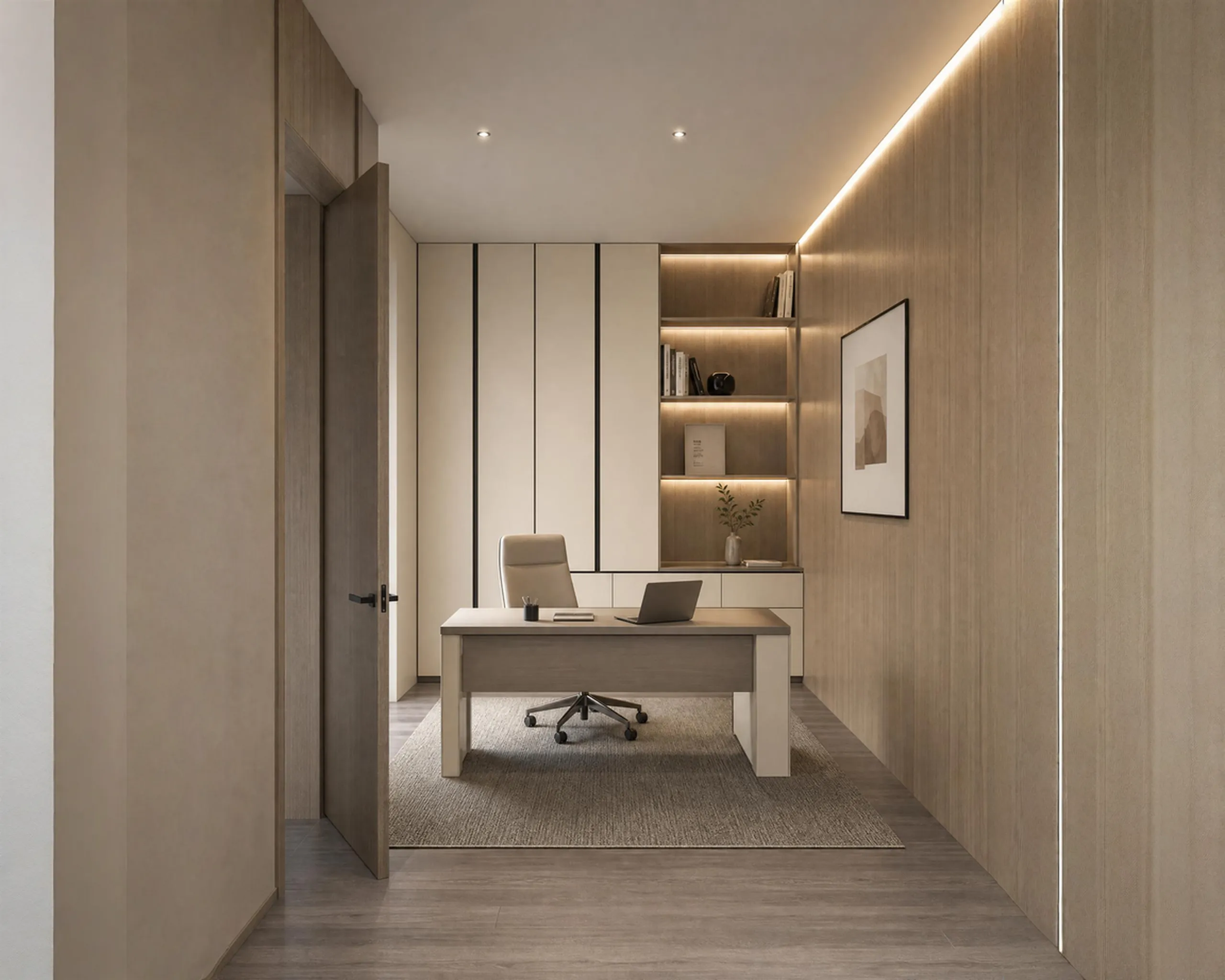 Private study with built-in shelving